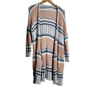 American Eagle Outfitters blue pink knitted crochet sweater cardigan duster xs